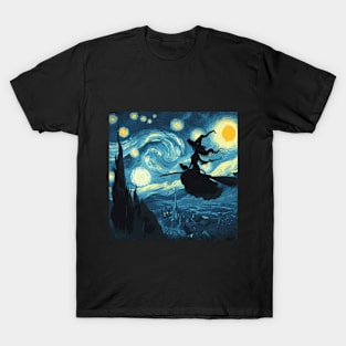 Witch Starry Night Halloween T-Shirt